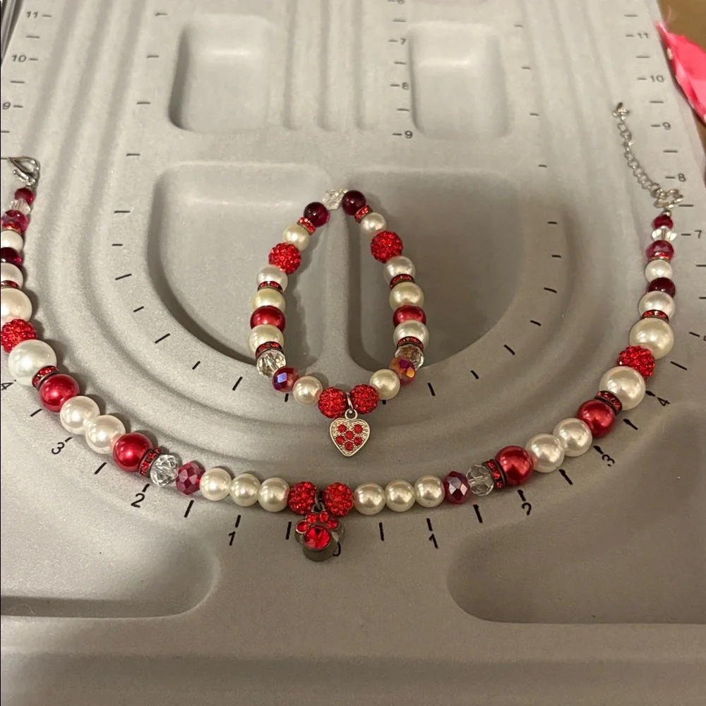 Handmade Beaded Dog Necklace and Matching Owner Bracelet Set - Picture 7 of 9